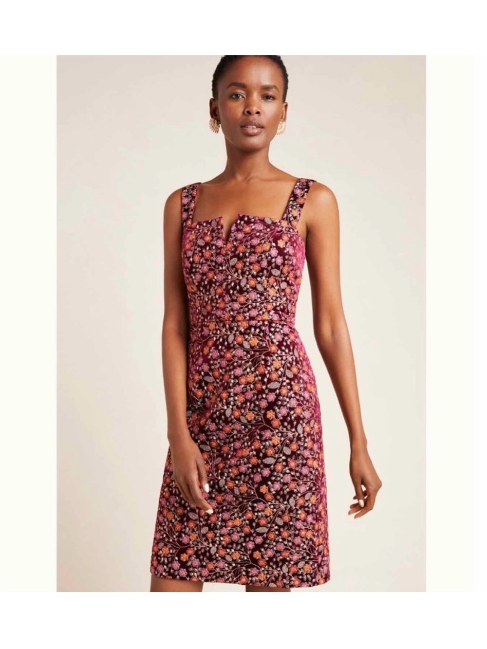 Hutch by Anthropologie Jaz Embroidered Floral Metallic Velvet Mini Dress Size 10